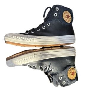 Converse Counter Climate Black White High-Tops with Tan Logo Leather Girls 4.5